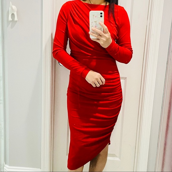 H\u0026M | Dresses | Hm Red Ruched Long 